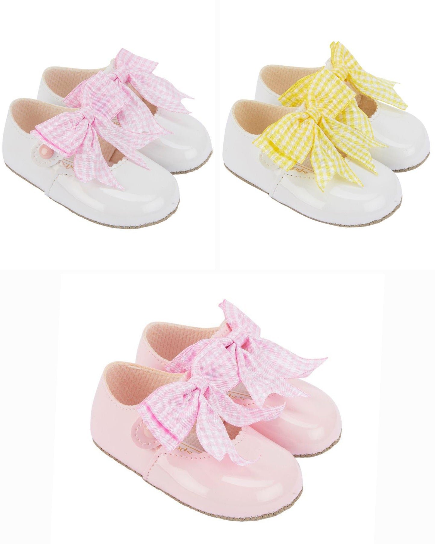 Baypod gingham bow soft sole pram shoes