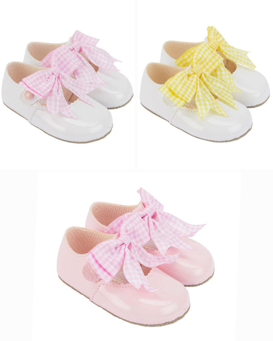 Baypod gingham bow soft sole pram shoes