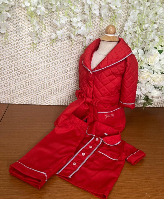 Smocked quilted pyjama set - HANDMADE IN USA 6-8WK TURNAROUND