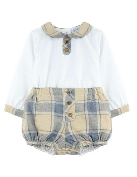 Calamaro beige tartan jam pants set (ON ORDER - 14 DAY TURNAROUND)