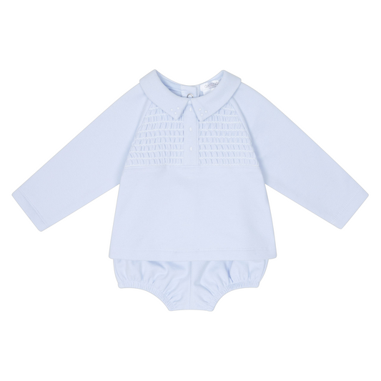 DEOLINDA blue smocked jam pants set - IN STOCK