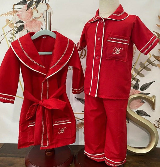 Smocked embroidered pyjama set - HANDMADE IN USA 6-8WK TURNAROUND