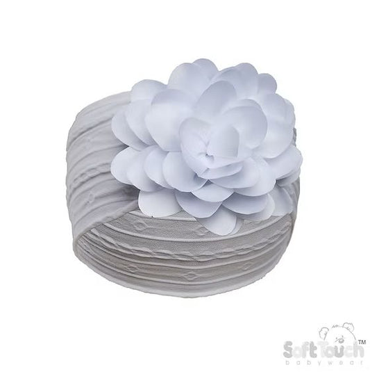 Soft touch white flower baby headand