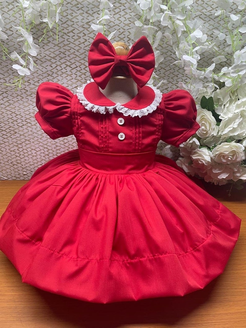Smocked classic button dress - HANDMADE IN USA 6-8WK TURNAROUND