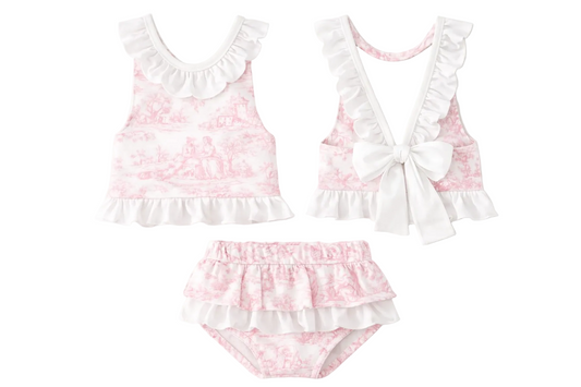 LPP EXCLUSIVES luxe pink French toile 2pc swimsuit set - End March Delivery.