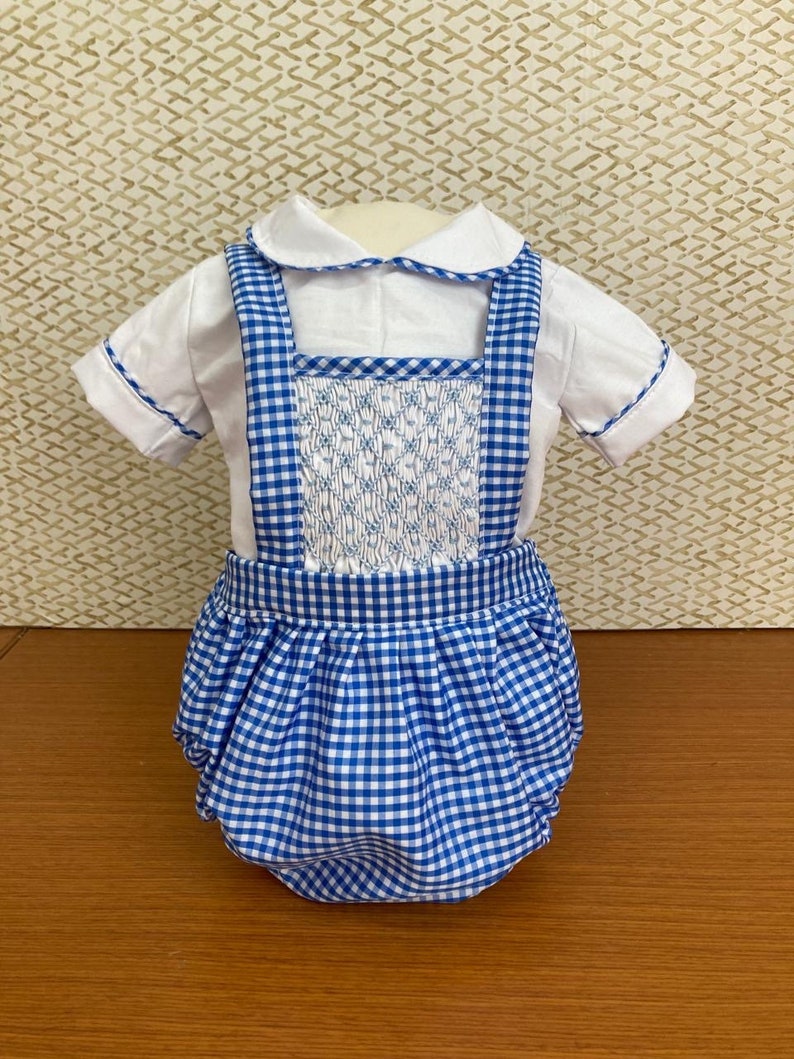 Smocked gingham H-Bar set - HANDMADE IN USA 6-8WK TURNAROUND