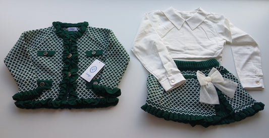 RAHIGO IN STOCK 5y green 3pc skirt set