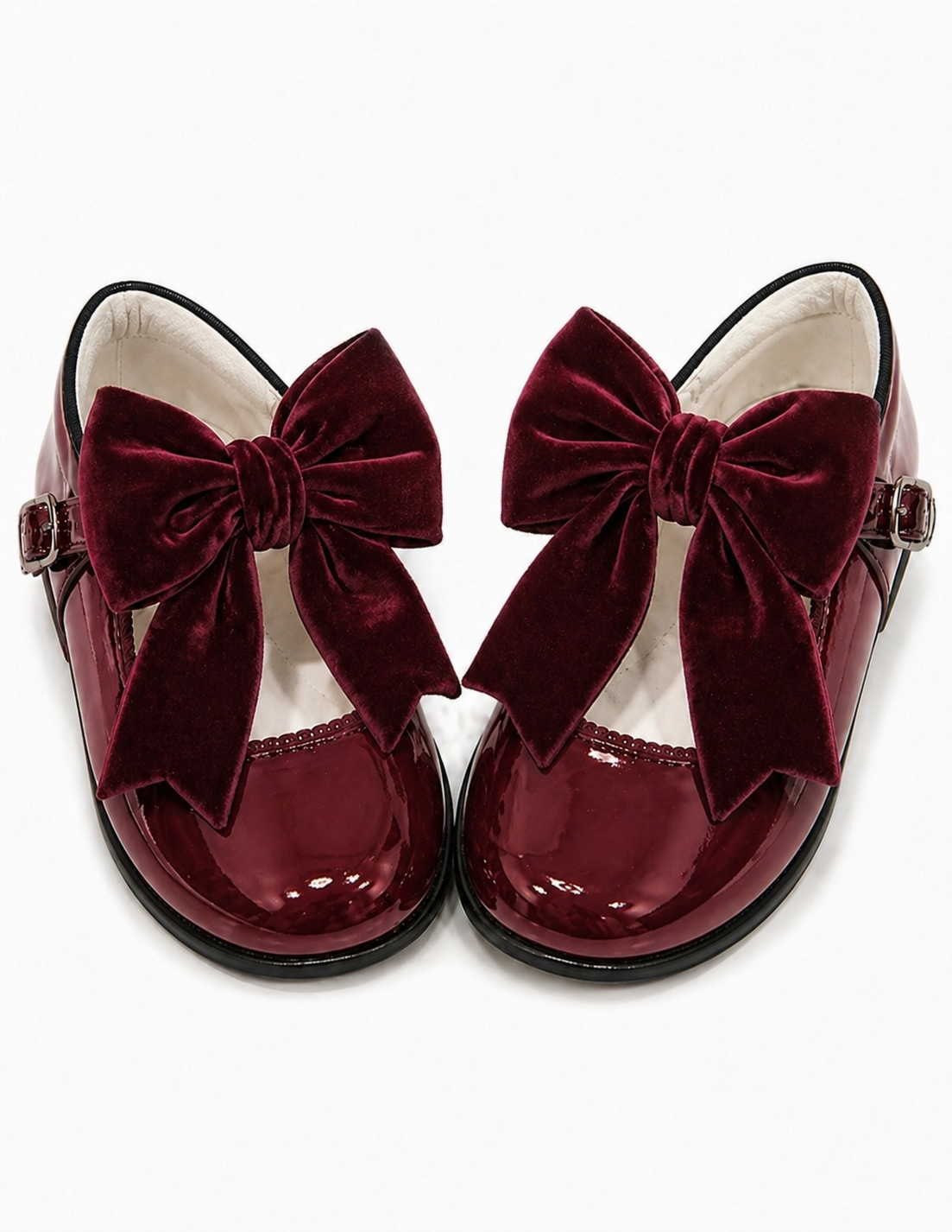 LPP EXCLUSIVE burgundy velvet bow patent leather Mary Janes  - End November delivery