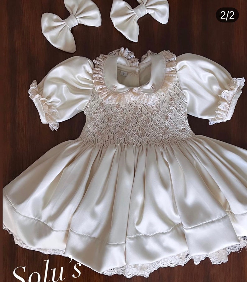 Smocked classic satin dress - HANDMADE IN USA 6-8WK TURNAROUND