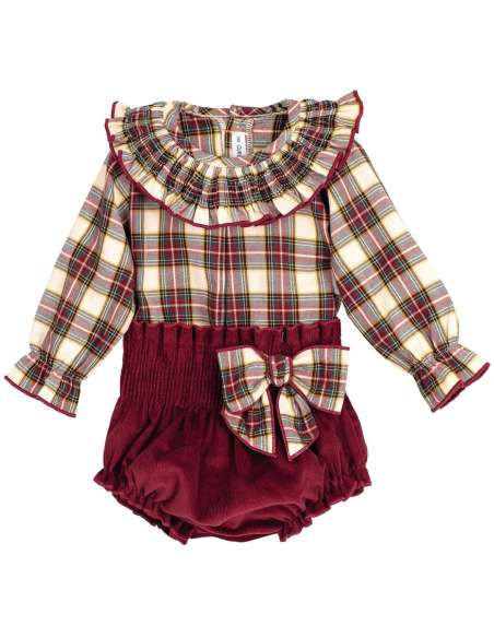 Calamaro tartan bow girls jam pants set (ON ORDER - 14 DAY TURNAROUND)