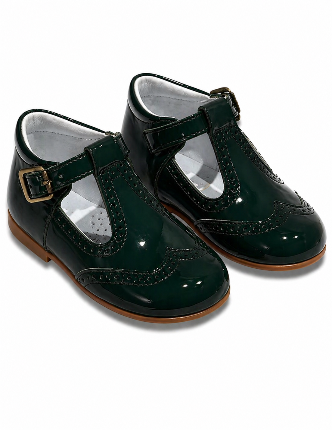 LPP EXCLUSIVE emerald green patent leather T-Bars - End November delivery