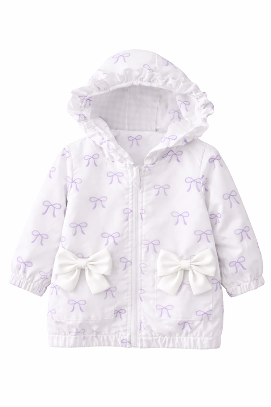 LPP EXCLUSIVES lilac bow frilly bow girls windbreaker summer rain coat - End March Delivery.
