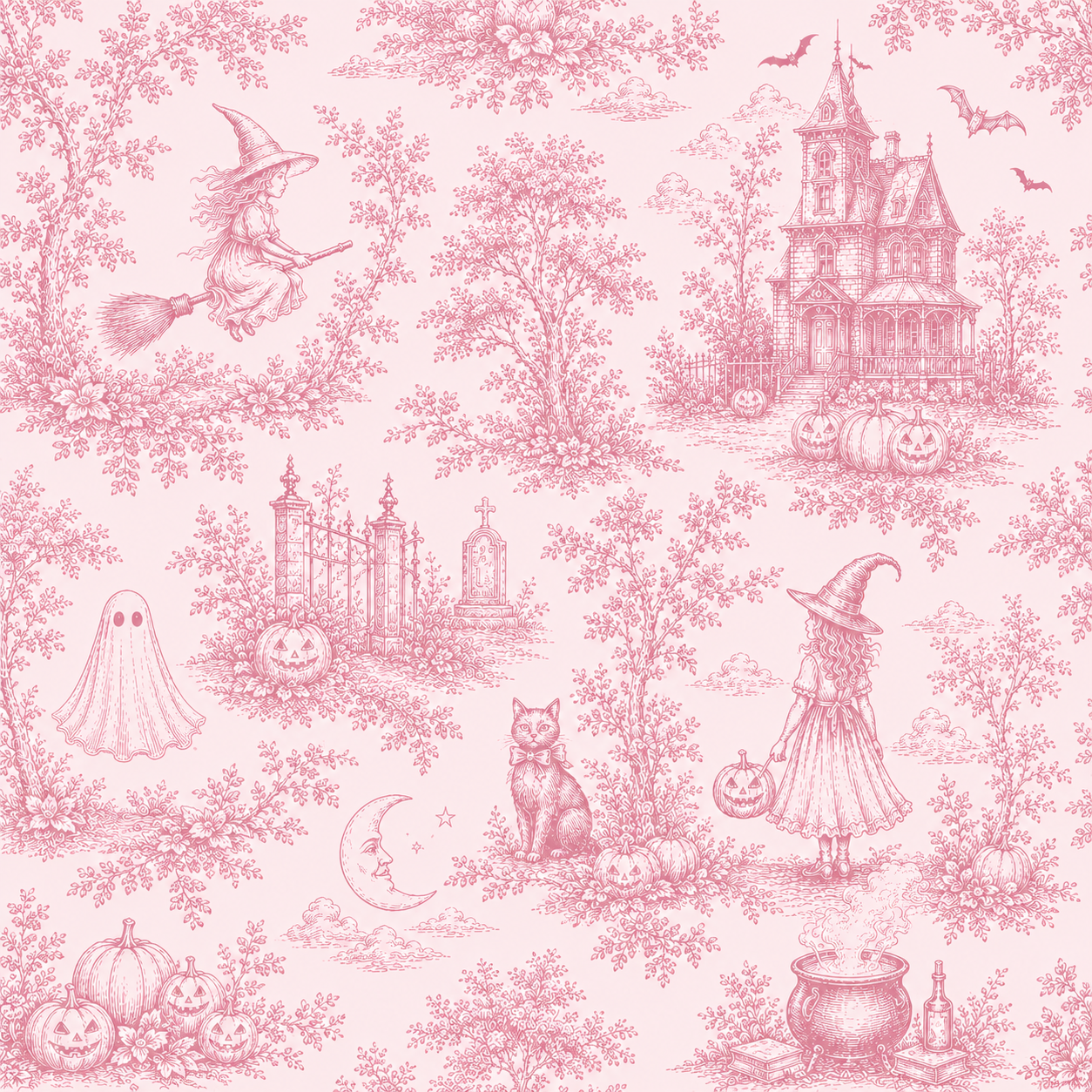 LPP EXCLUSIVE triple bow dusty pink French toile Halloween pyjamas - Mid October delivery