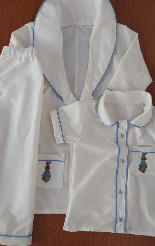 Smocked rabbit pyjama set - HANDMADE IN USA 6-8WK TURNAROUND