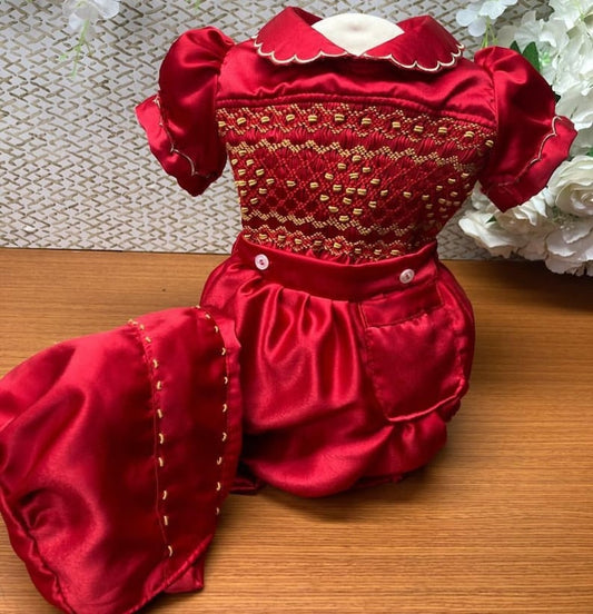 Smocked classic satin set - HANDMADE IN USA 6-8WK TURNAROUND