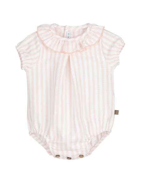 Calamaro collared pink striped romper - 10-14 DAYS TURNAROUND