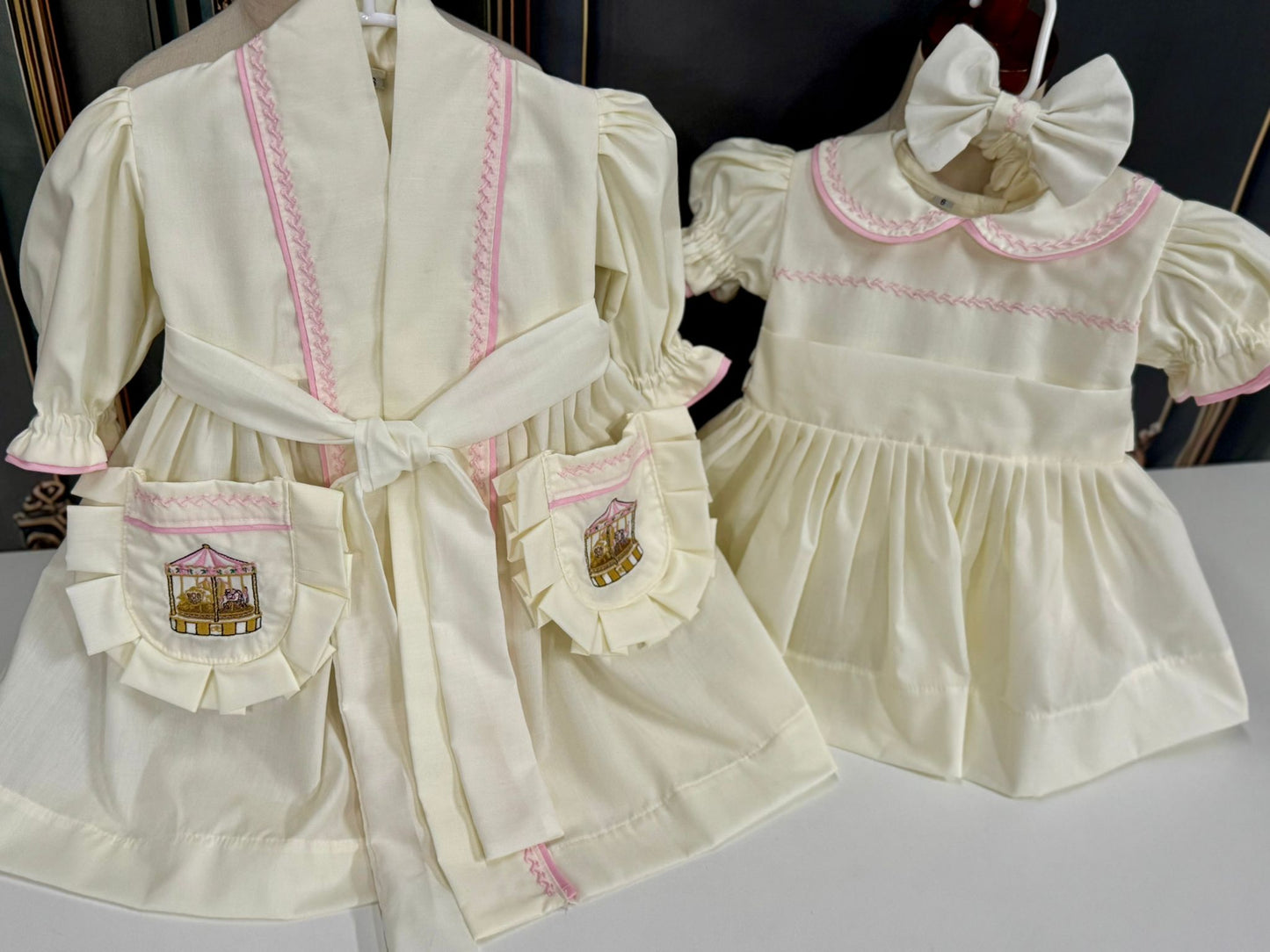 Smocked satin pyjama set - HANDMADE IN USA 6-8WK TURNAROUND