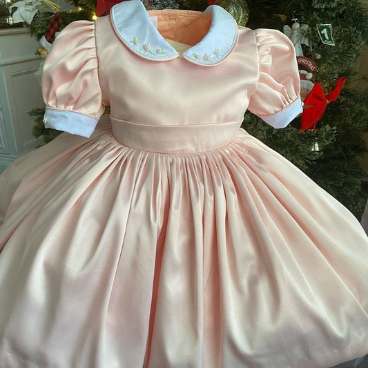 Smocked classic satin dress - HANDMADE IN USA 6-8WK TURNAROUND