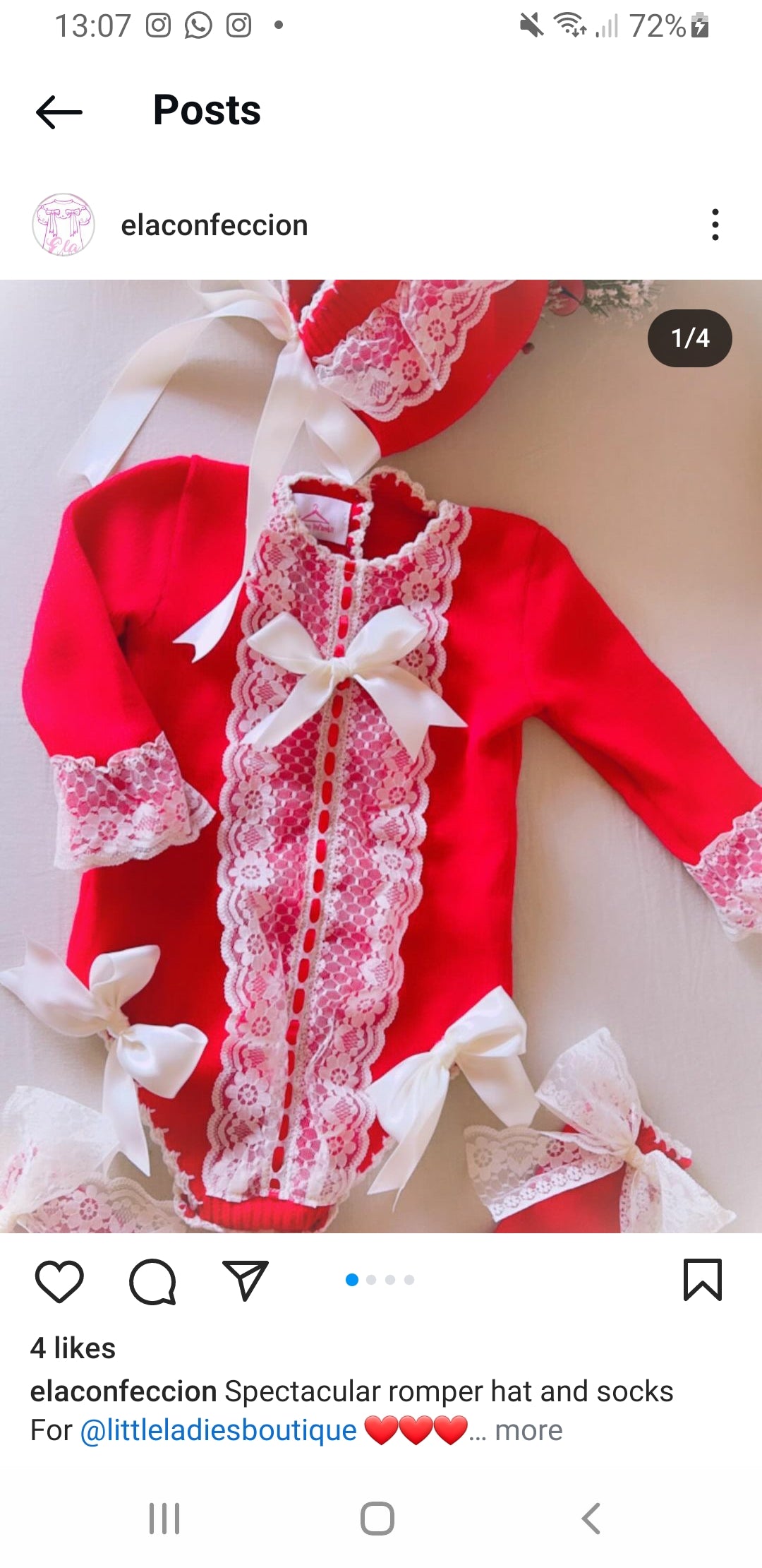 ELA CONFECCION PREORDER 4-6WK - Red baby romper set