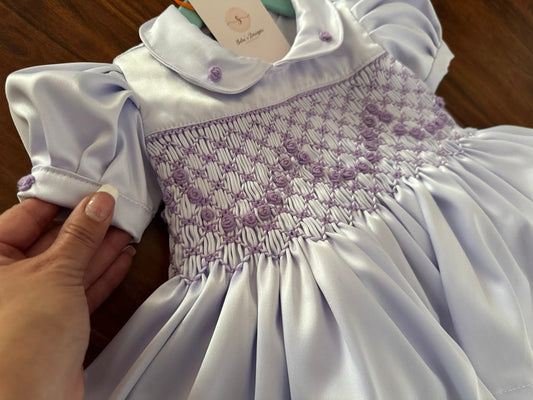 Smocked classic satin dress - HANDMADE IN USA 6-8WK TURNAROUND