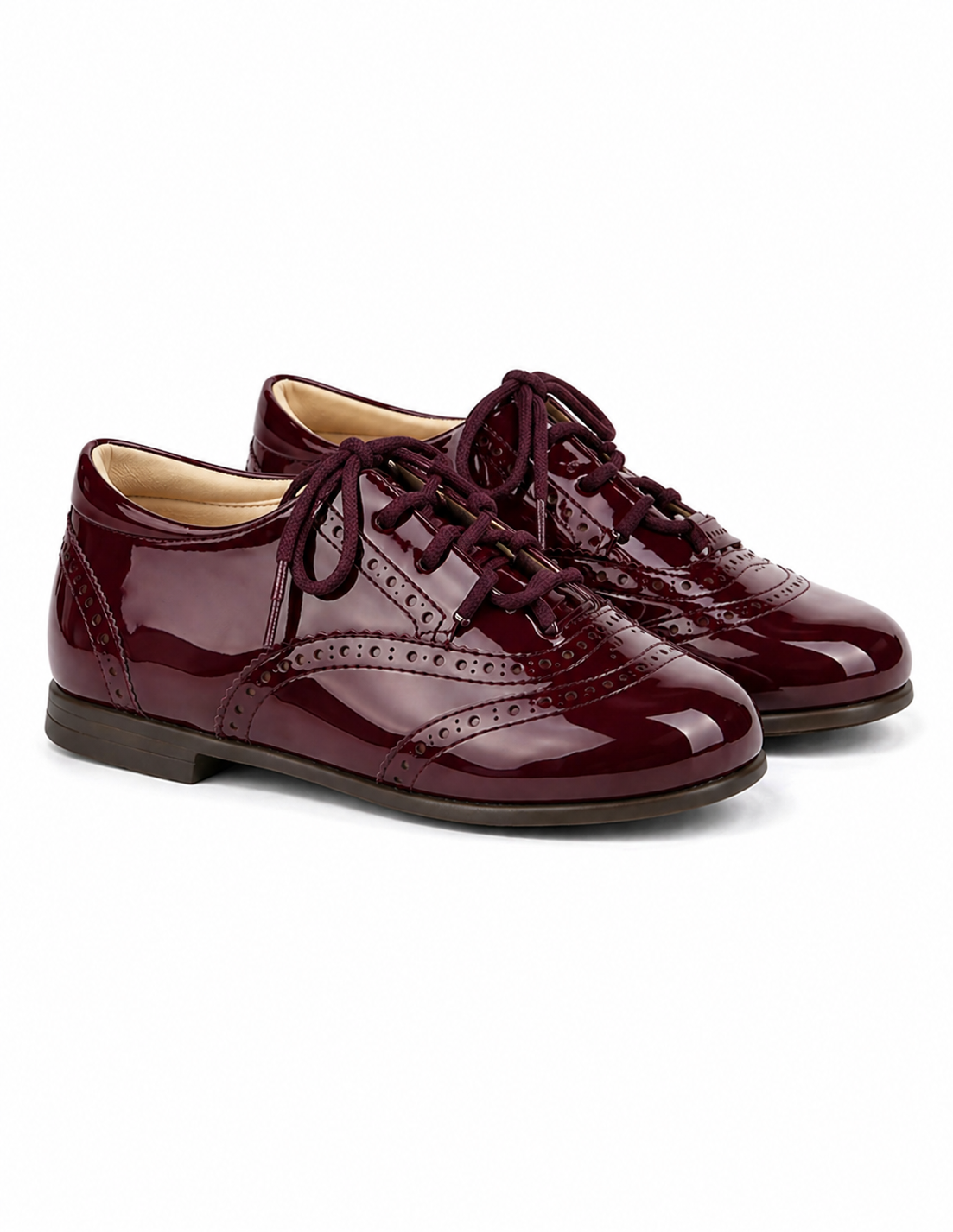 LPP EXCLUSIVE burgundy patent leather brogues - End November delivery