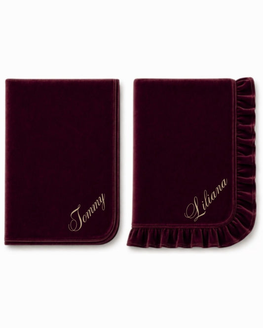 LPP EXCLUSIVE burgundy velvet baby blankets - End November delivery