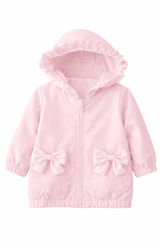 LPP EXCLUSIVES pink frilly bow girls windbreaker summer rain coat - End March Delivery.
