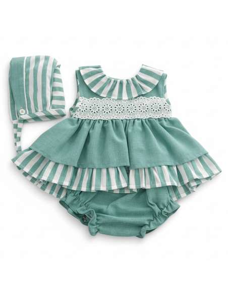 Babyferr teale stripe dress set - 10-14 DAYS TURNAROUND