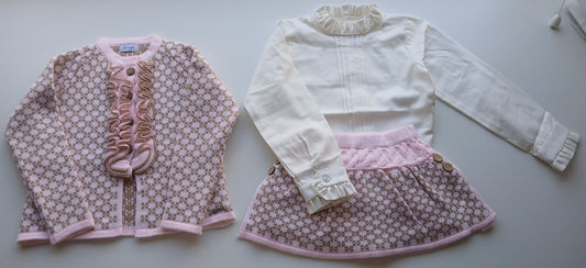 RAHIGO IN STOCK 5y pink 3pc skirt set
