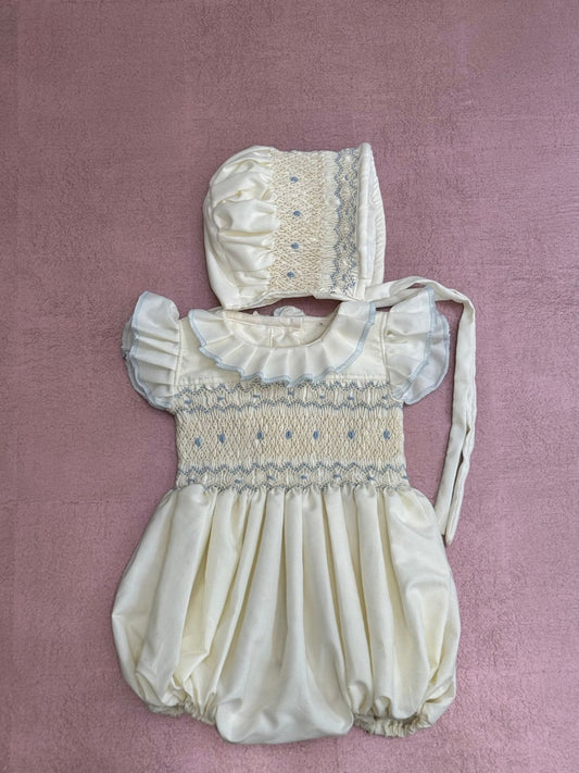 Smocked classic frill romper - HANDMADE IN USA 6-8WK TURNAROUND