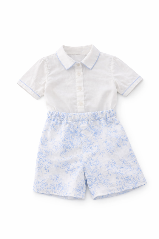 LPP EXCLUSIVES luxe French toile collection boys shorts set - End March Delivery.