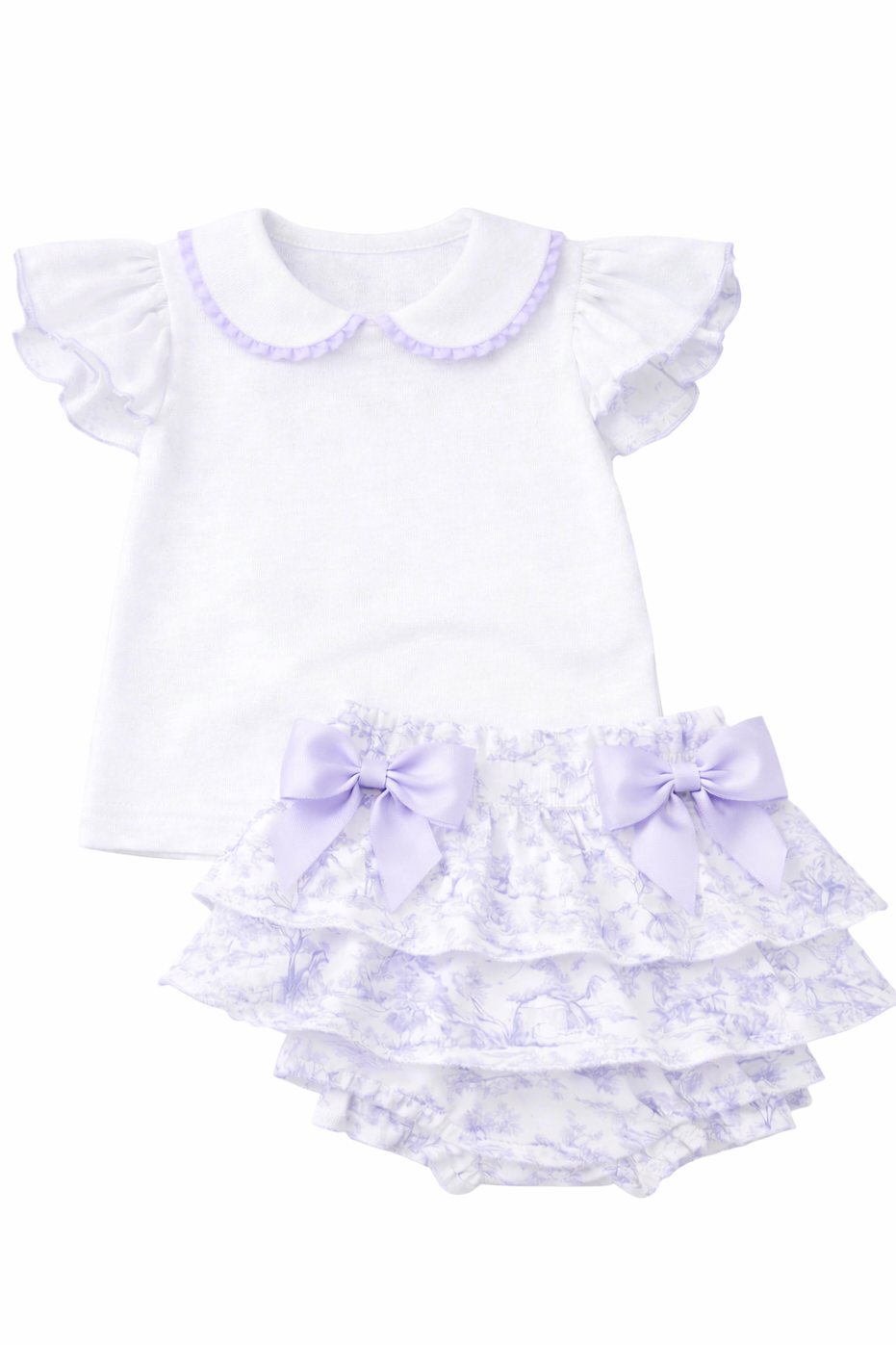 LPP EXCLUSIVES luxe French toile collection girls lilac skirted jam pants set - End March Delivery.