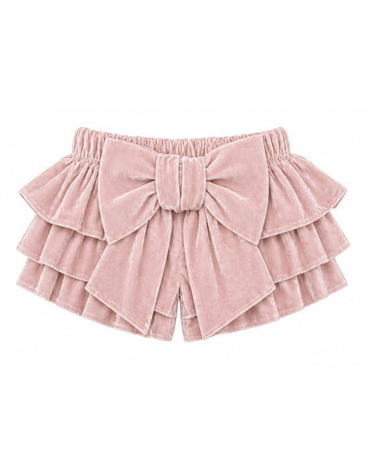 LPP EXCLUSIVE pink velvet frill shorts - End November delivery