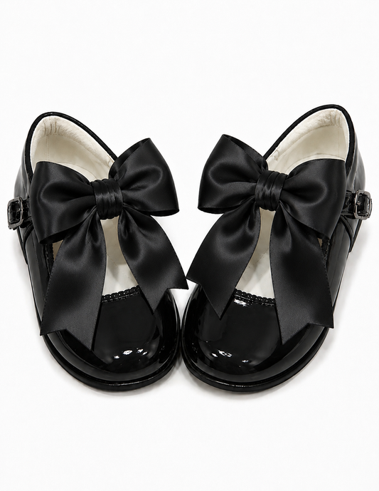 LPP EXCLUSIVE SPANISH SCHOOL UNIFORM COLLECTION black bow patent leather Mary Janes - READY TO SHIP