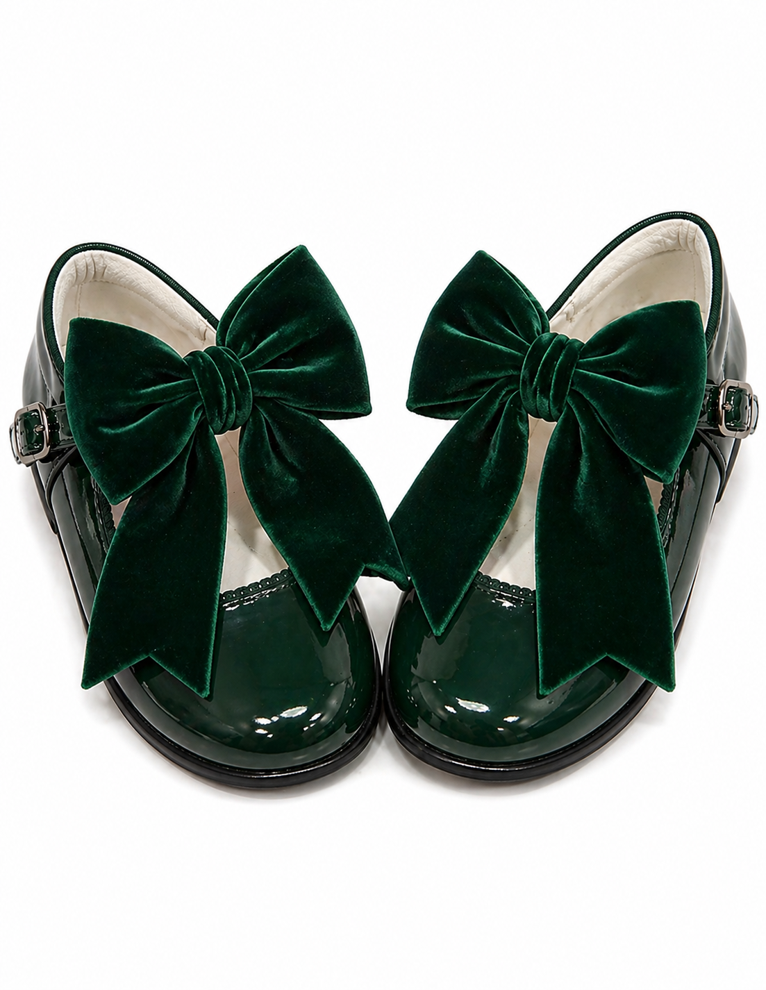 LPP EXCLUSIVE emerald green velvet bow patent leather Mary Janes - End November delivery