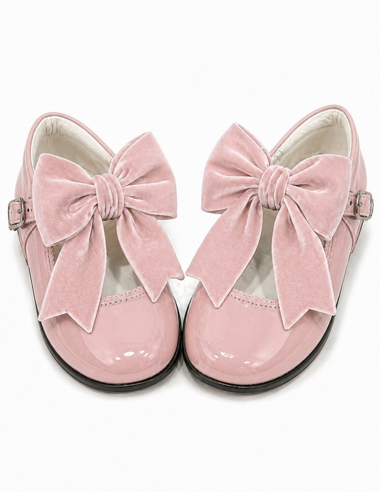 LPP EXCLUSIVE pink velvet bow patent leather Mary Janes - End November delivery