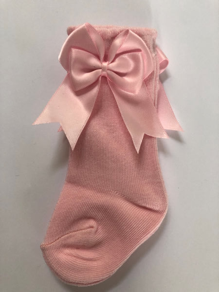 Pink double bow knee socks