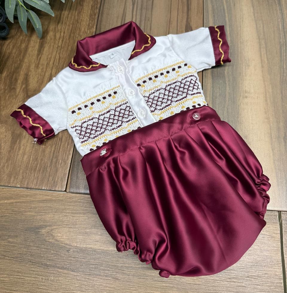 Smocked classic satin set - HANDMADE IN USA 6-8WK TURNAROUND