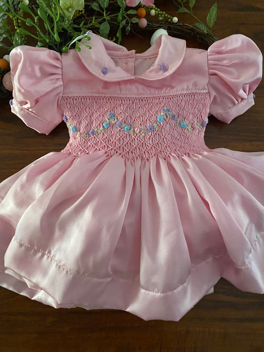 Smocked classic satin dress - HANDMADE IN USA 6-8WK TURNAROUND