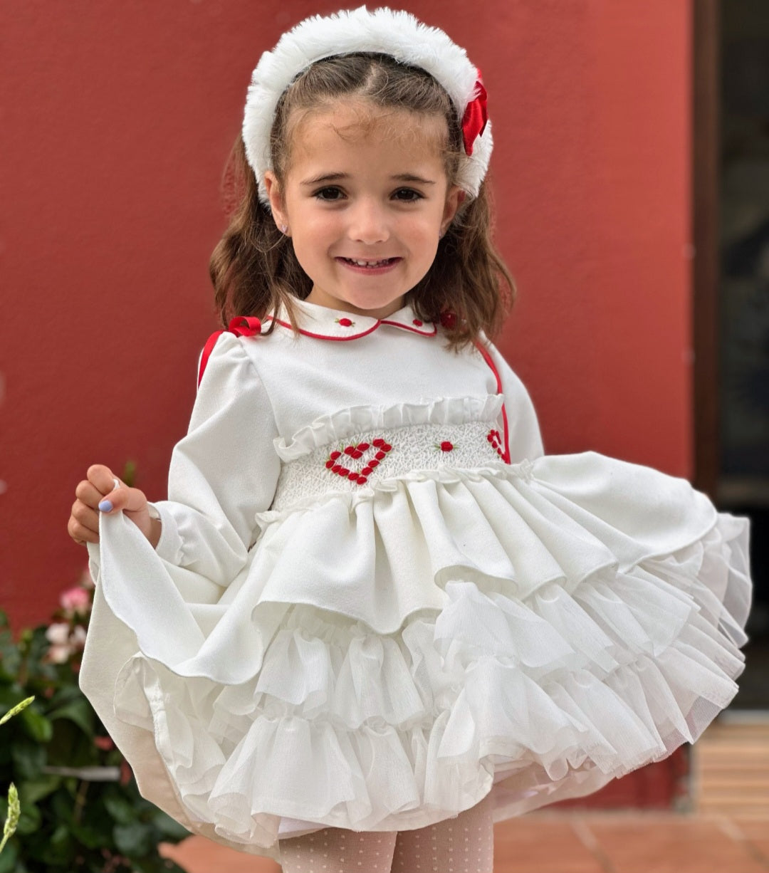 SONATA PREORDER (4-6wk turnaround) - White velvet heart puffball dress IN25-08