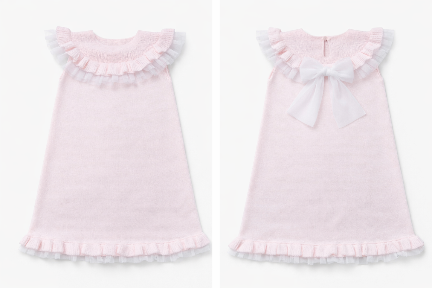 Granlei pink bow frilly tulle exclusive knitted dress