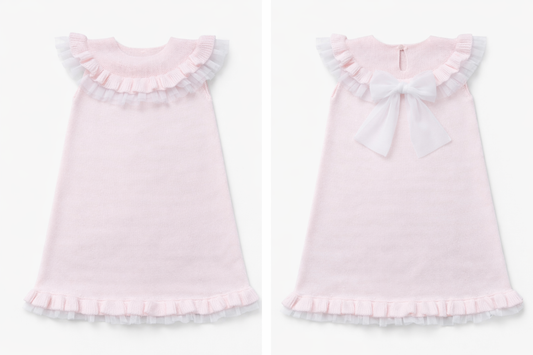 Granlei pink bow frilly tulle exclusive knitted dress