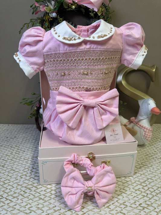 Smocked classic bow set - HANDMADE IN USA 6-8WK TURNAROUND