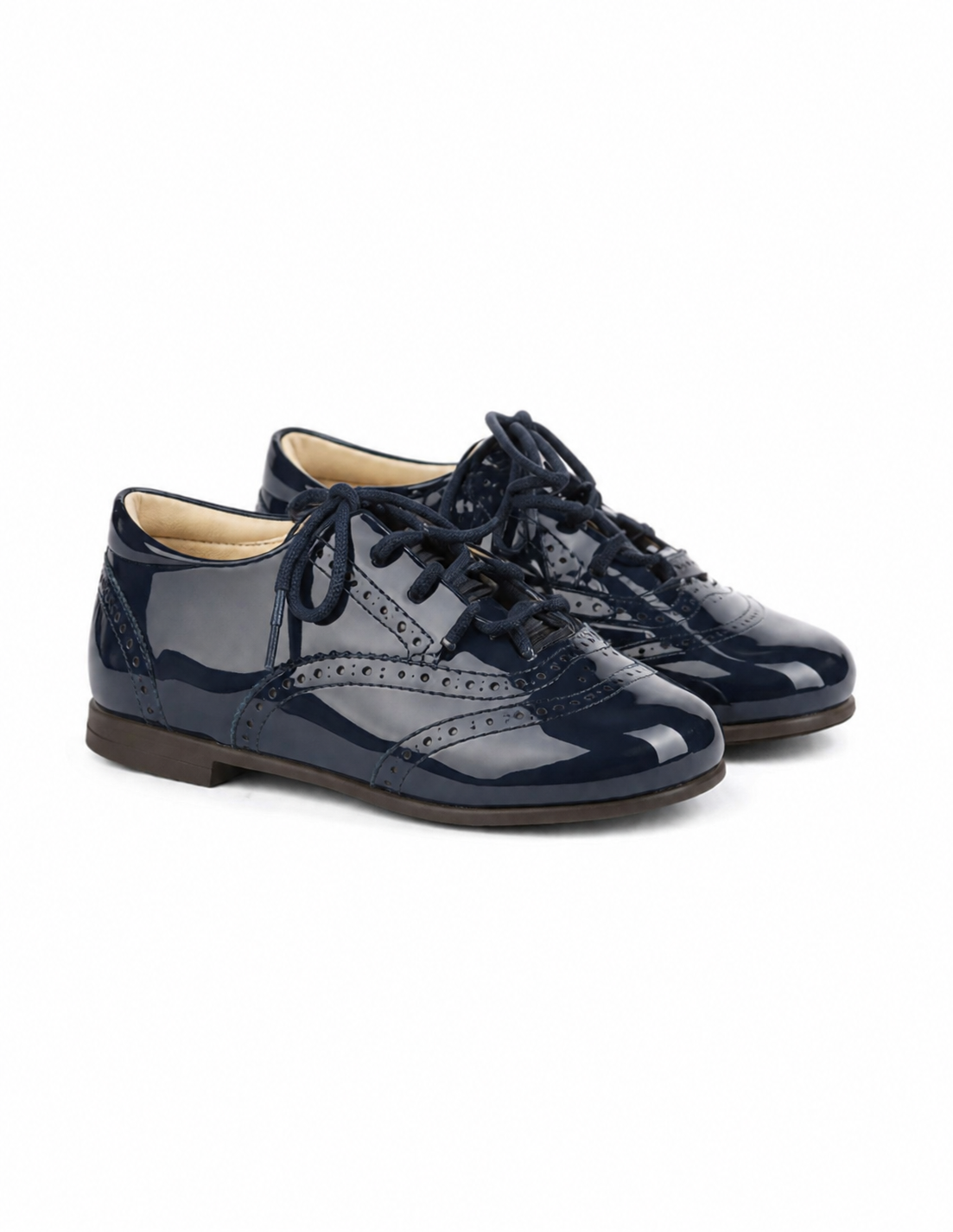 LPP EXCLUSIVE navy patent leather brogues - End November delivery