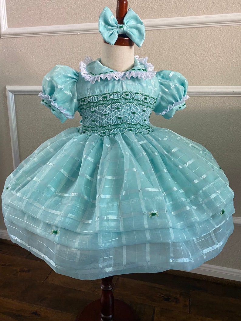 Smocked organza classic dress - HANDMADE IN USA 6-8WK TURNAROUND