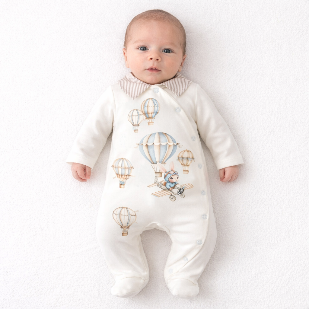 Jamiks hot air balloon bunny sleepsuit