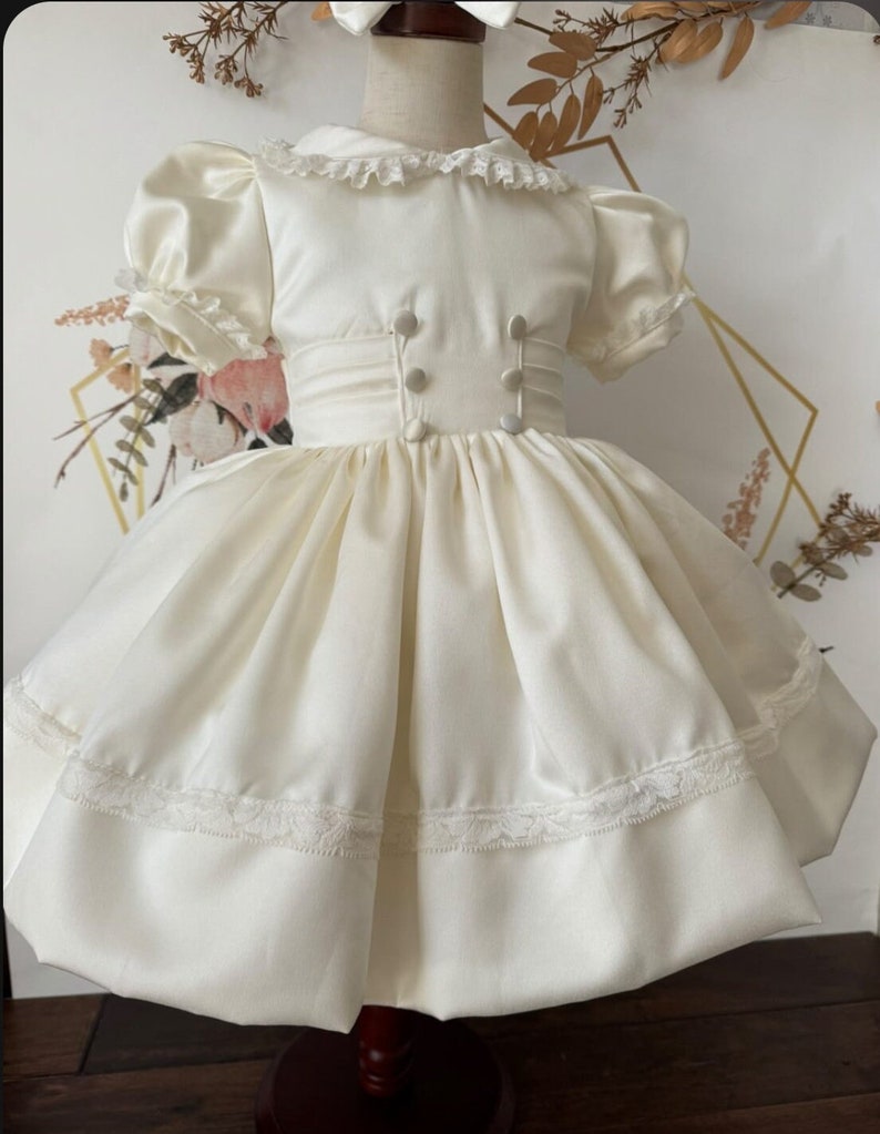 Smocked classic button dress - HANDMADE IN USA 6-8WK TURNAROUND