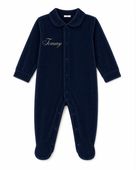 LPP EXCLUSIVE unisex navy velvet Christmas sleepsuit - End November delivery