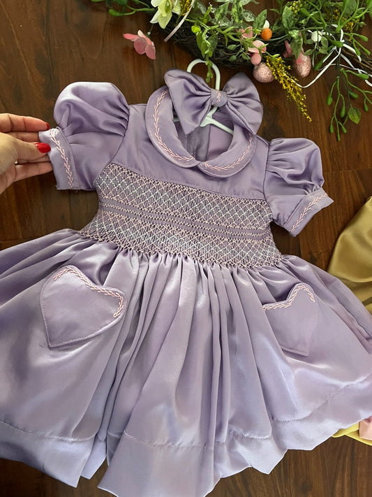 Smocked classic satin dress - HANDMADE IN USA 6-8WK TURNAROUND