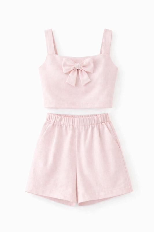 LPP EXCLUSIVES luxe pink womens bow co-ord shorts set - End March Delivery.